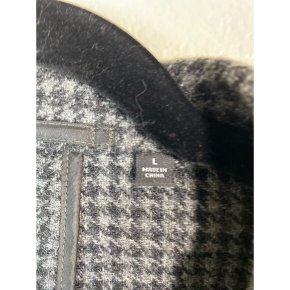Uniqlo Gray Houndstooth Wool Blend Blazer Jacket Men Size Large unstructured - Picture 3 of 16